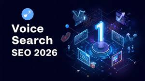 “Voice Search SEO 2026 showing AI assistants and mobile voice queries optimizing search results”